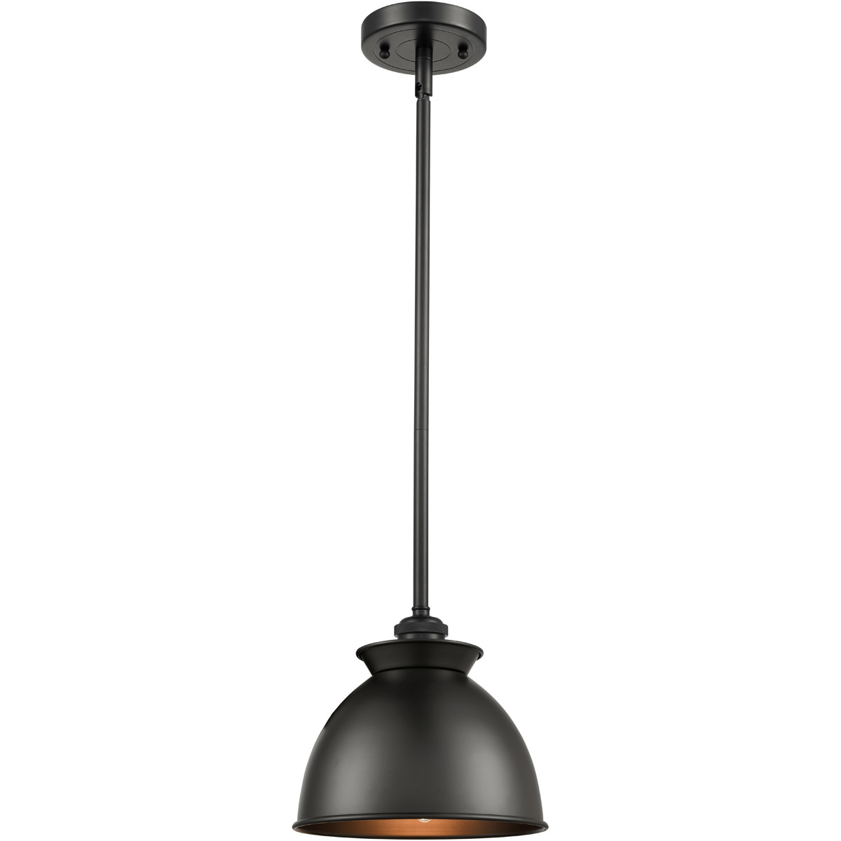 Innovations Lighting 516-1S-SN-M14-BK-LED Ballston Adirondack LED 8 inch Brushed Satin Nickel Pendant Ceiling Light in Matte Black, Ballston