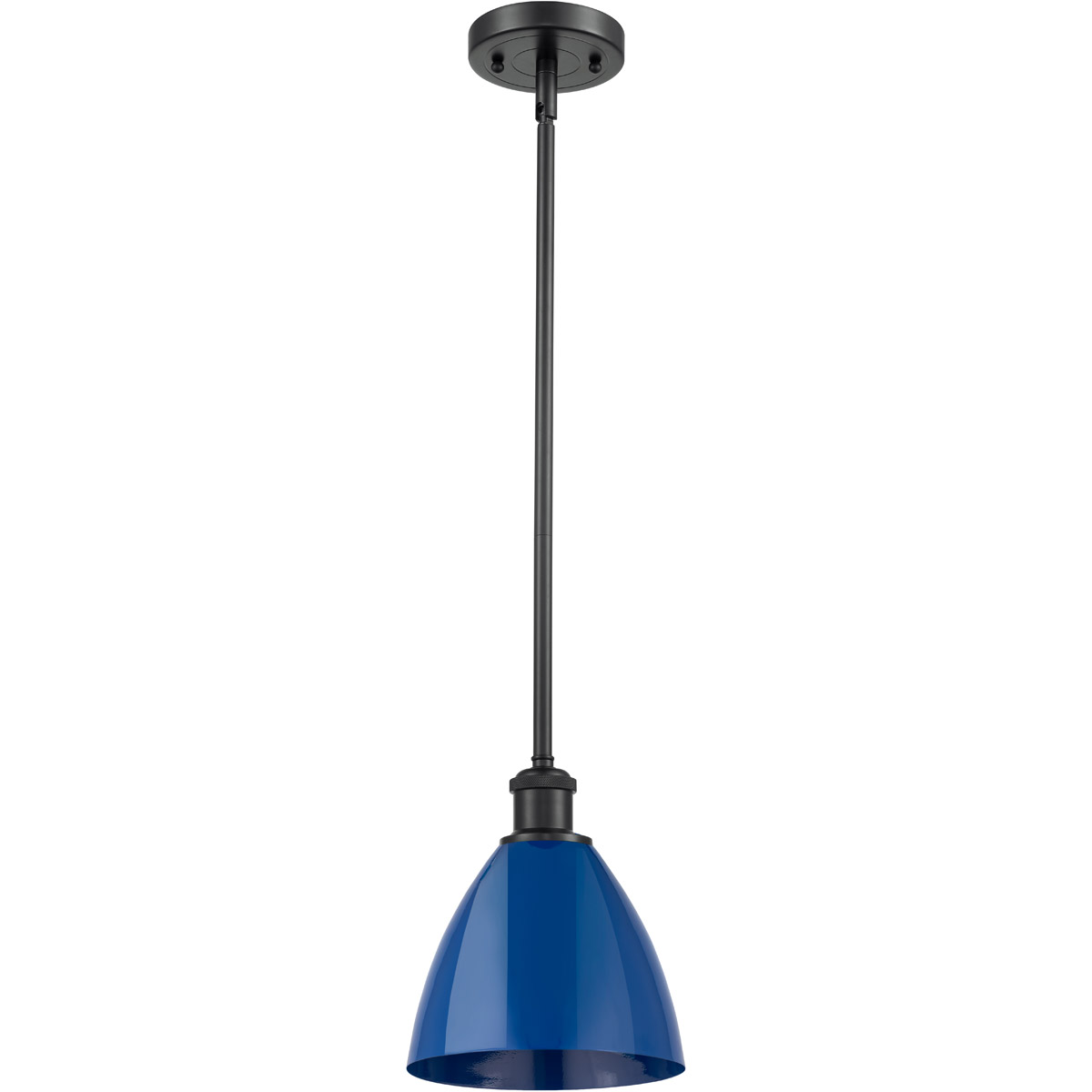 Innovations Lighting 516-1S-BK-MBD-75-BL-LED Ballston Plymouth Dome LED 7.5 inch Matte Black Pendant Ceiling Light in Matte Blue