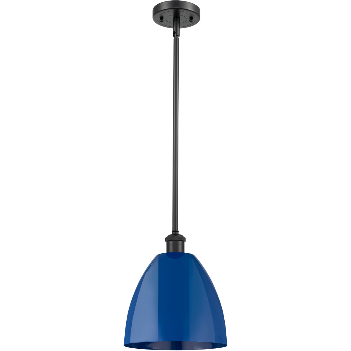 Innovations Lighting 516-1S-BK-MBD-9-BL-LED Ballston Plymouth Dome LED 9 inch Matte Black Pendant Ceiling Light in Matte Blue