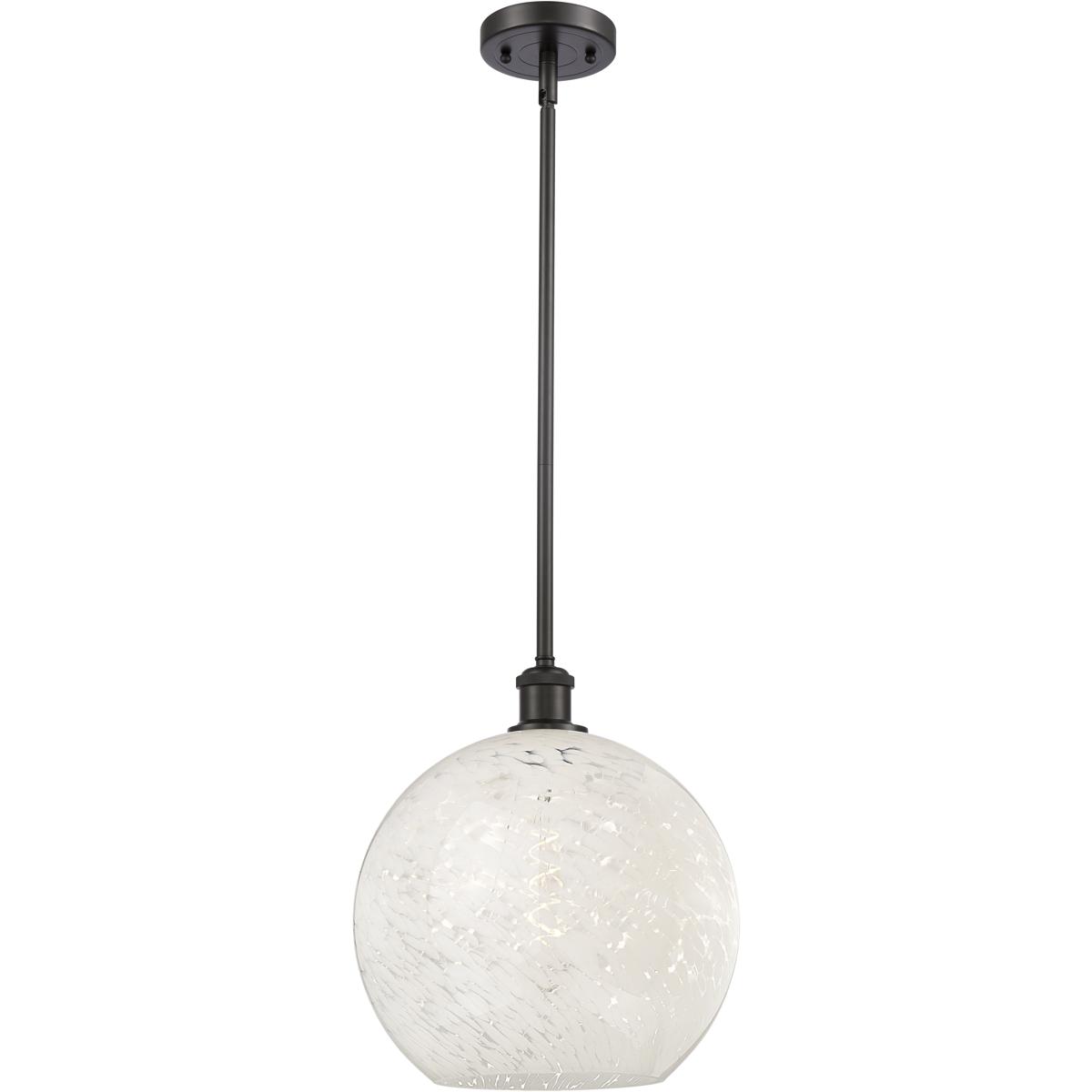Innovations Lighting 516-1S-OB-G1216-12WM Ballston White Mouchette 1 Light 12 inch Oil Rubbed Bronze Stem Hung Pendant Ceiling Light