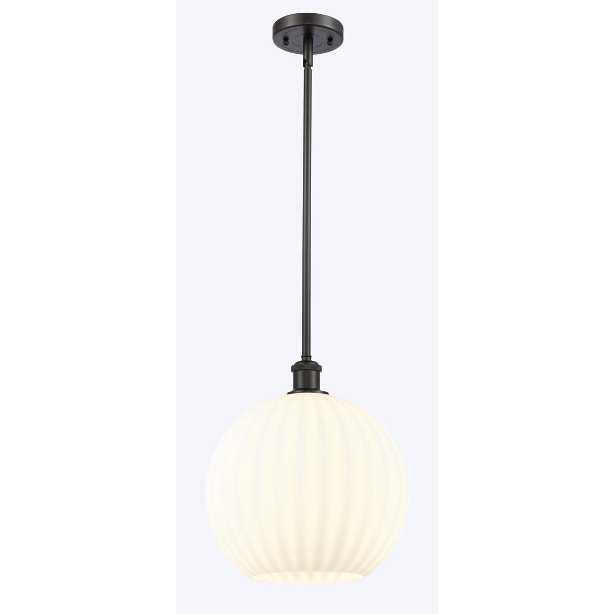Innovations Lighting 516-1S-OB-G1217-12WV Ballston White Venetian 1 Light 12 inch Oil Rubbed Bronze Stem Hung Pendant Ceiling Light