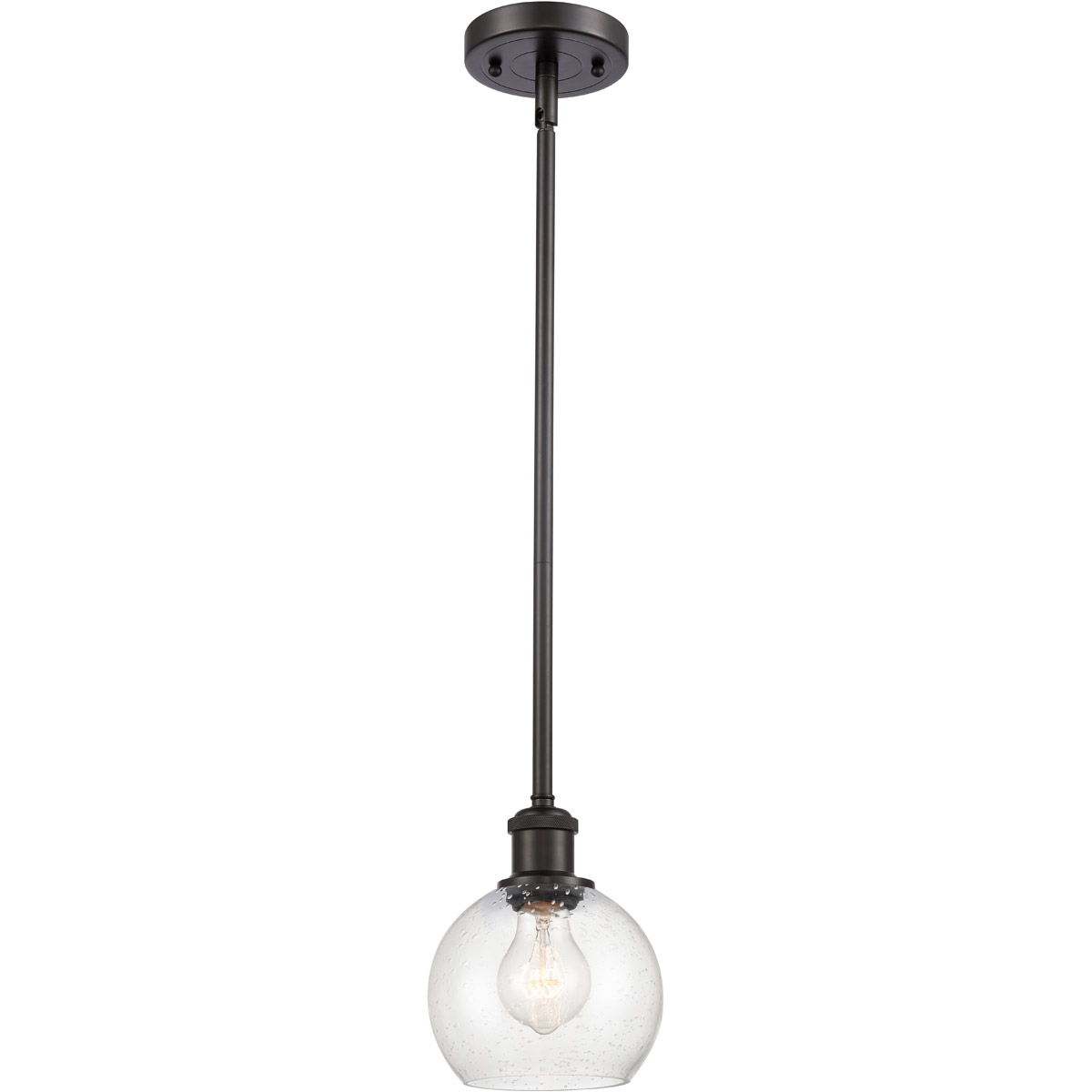 Innovations Lighting 516-1S-OB-G124-6-LED Ballston Athens LED 6 inch Oil Rubbed Bronze Mini Pendant Ceiling Light in Seedy Glass