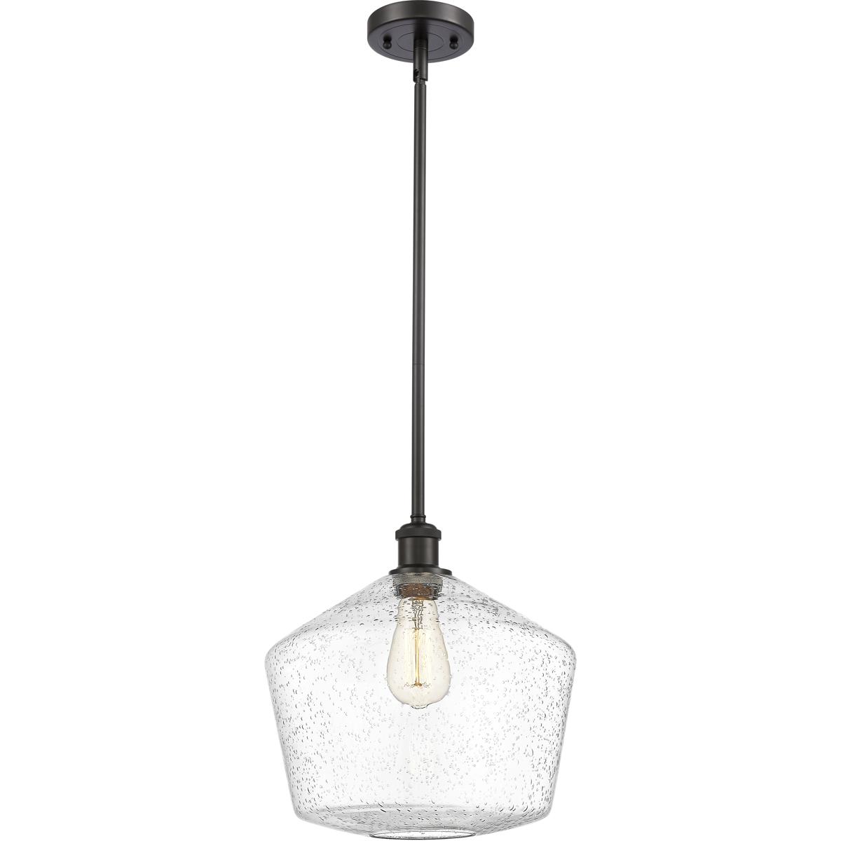 Innovations Lighting 516-1S-OB-G654-12-LED Ballston Cindyrella LED 12 inch Oil Rubbed Bronze Mini Pendant Ceiling Light in Seedy Glass