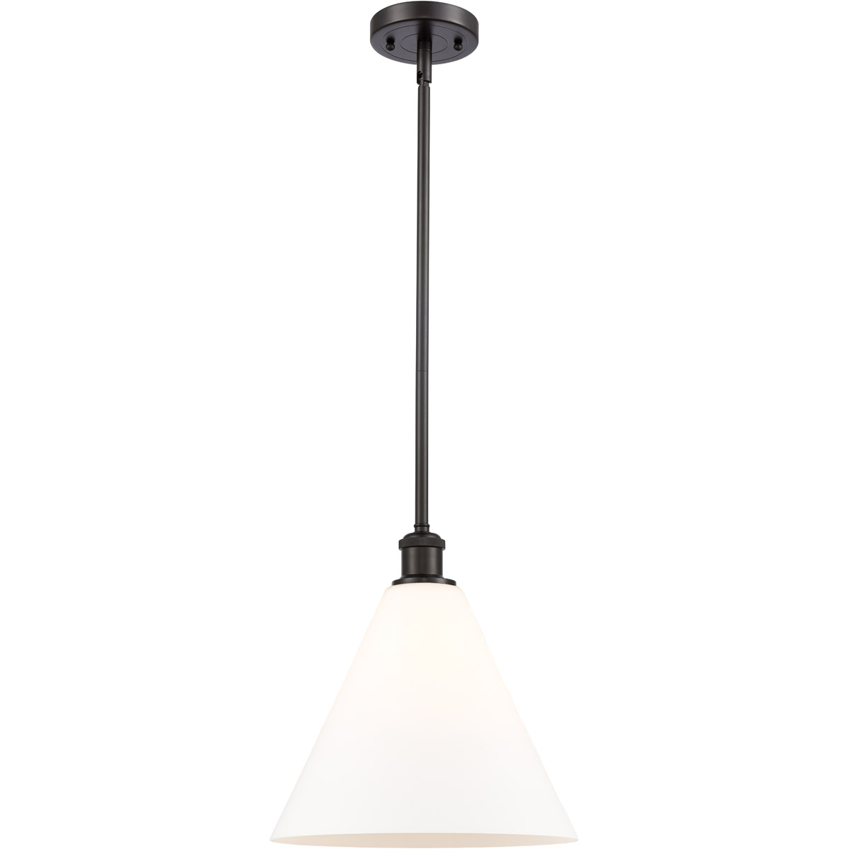 Innovations Lighting 516-1S-OB-GBC-121-LED Ballston Cone LED 12 inch Oil Rubbed Bronze Mini Pendant Ceiling Light in Matte White Glass