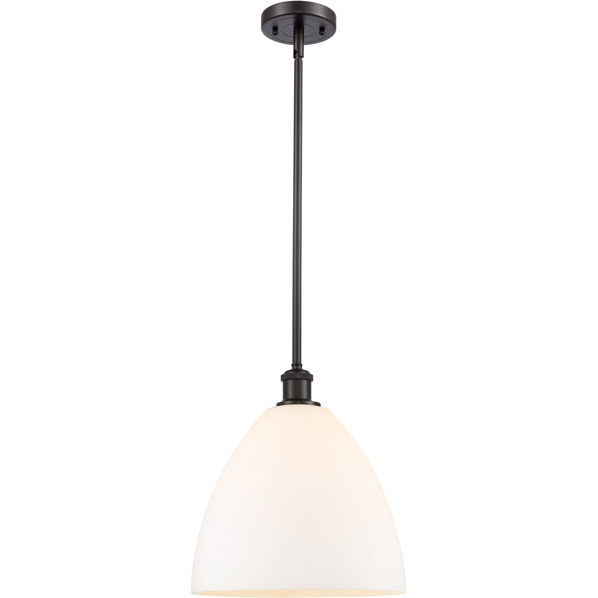 Innovations Lighting 516-1S-OB-GBD-121-LED Ballston Dome LED 12 inch Oil Rubbed Bronze Mini Pendant Ceiling Light in Matte White Glass