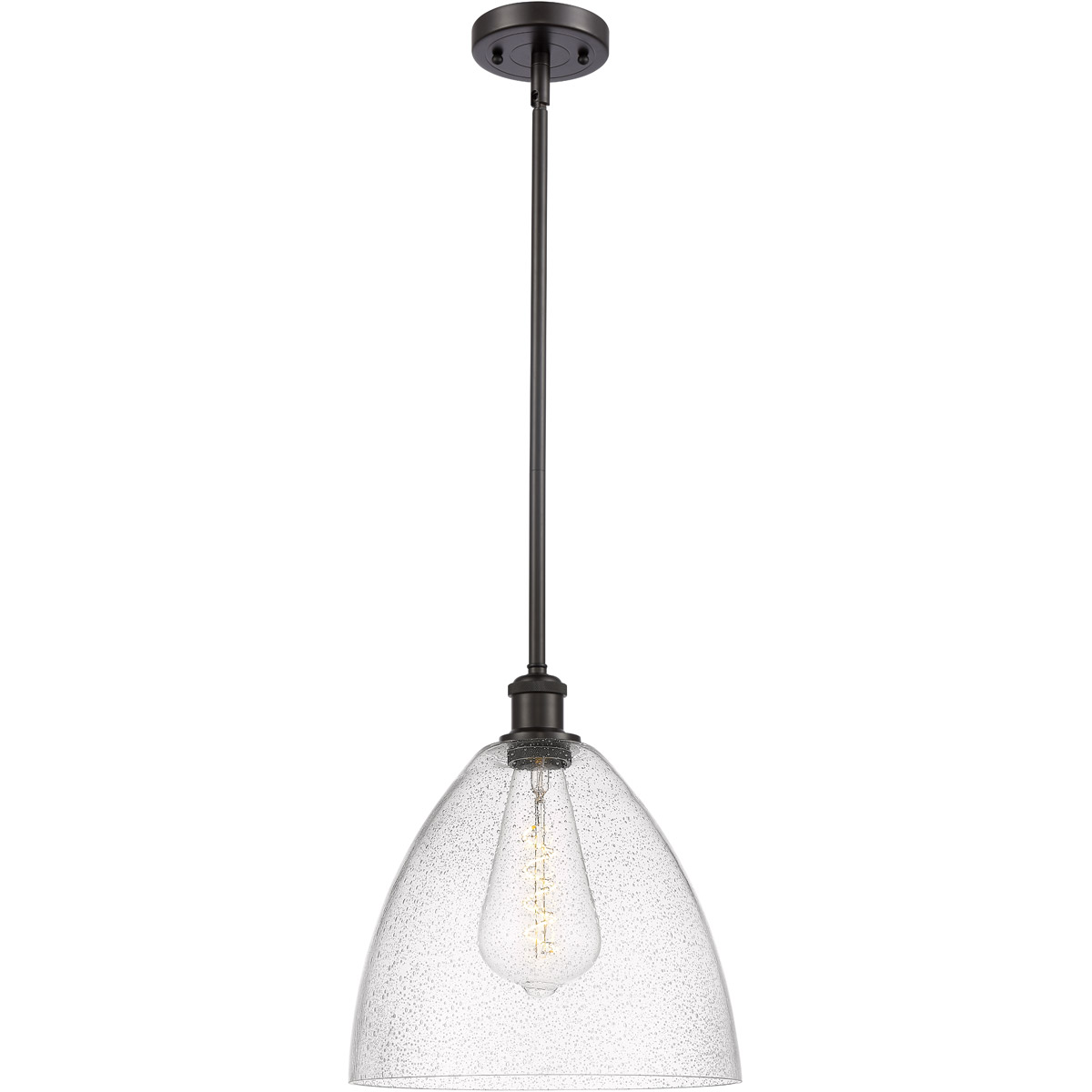 Innovations Lighting 516-1S-OB-GBD-124-LED Ballston Dome LED 12 inch Oil Rubbed Bronze Mini Pendant Ceiling Light in Seedy Glass