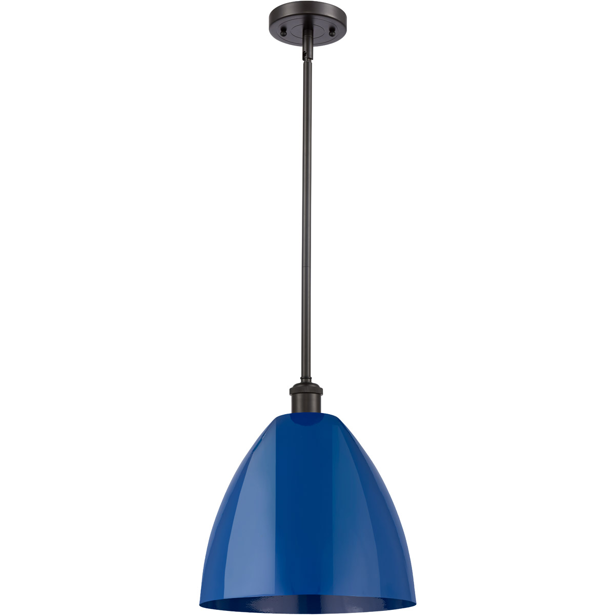 Innovations Lighting 516-1S-OB-MBD-12-BL-LED Ballston Plymouth Dome LED 12 inch Oil Rubbed Bronze Pendant Ceiling Light in Matte Blue