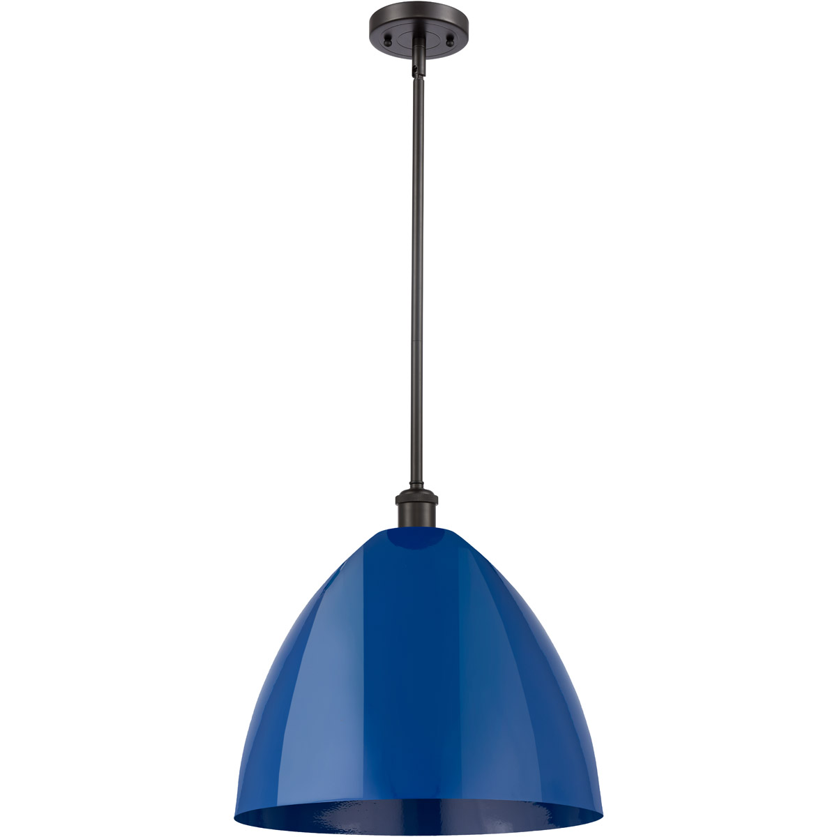 Innovations Lighting 516-1S-OB-MBD-16-BL-LED Ballston Plymouth Dome LED 16 inch Oil Rubbed Bronze Pendant Ceiling Light in Matte Blue