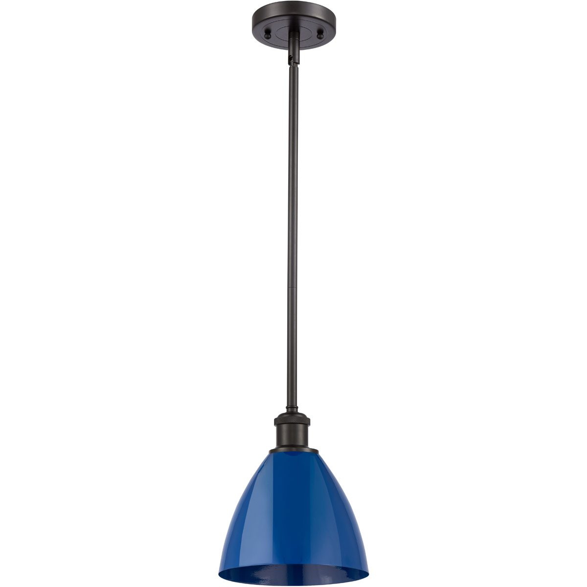 Innovations Lighting 516-1S-OB-MBD-75-BL-LED Ballston Plymouth Dome LED 7.5 inch Oil Rubbed Bronze Pendant Ceiling Light in Matte Blue