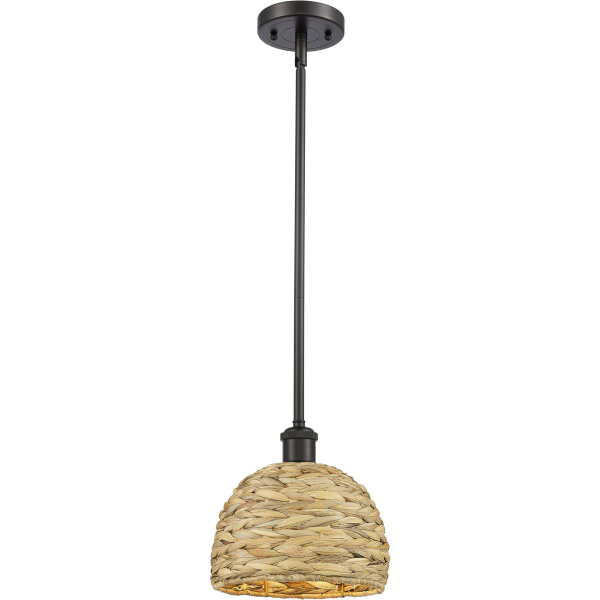Innovations Lighting 516-1S-OB-RBD-8-NAT Woven Rattan 1 Light 8 inch Oil Rubbed Bronze Pendant Ceiling Light in Oil Rubbed Bronze and Natural