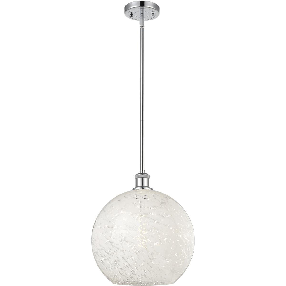 Innovations Lighting 516-1S-PC-G1216-12WM Ballston White Mouchette 1 Light 12 inch Polished Chrome Stem Hung Pendant Ceiling Light