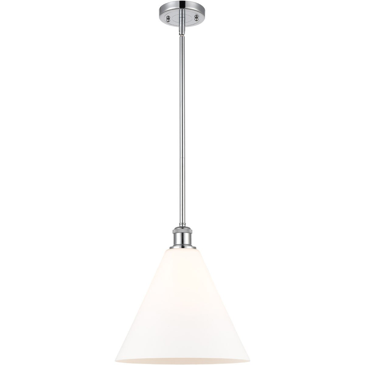 Innovations Lighting 516-1S-PC-GBC-121-LED Ballston Cone LED 12 inch Polished Chrome Mini Pendant Ceiling Light in Matte White Glass