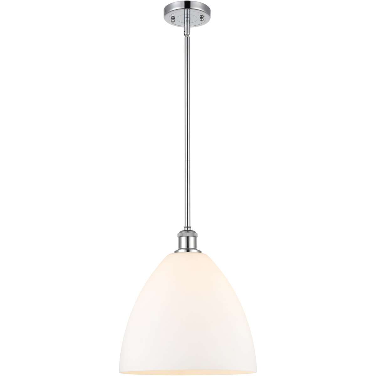 Innovations Lighting 516-1S-PC-GBD-121-LED Ballston Dome LED 12 inch Polished Chrome Mini Pendant Ceiling Light in Matte White Glass