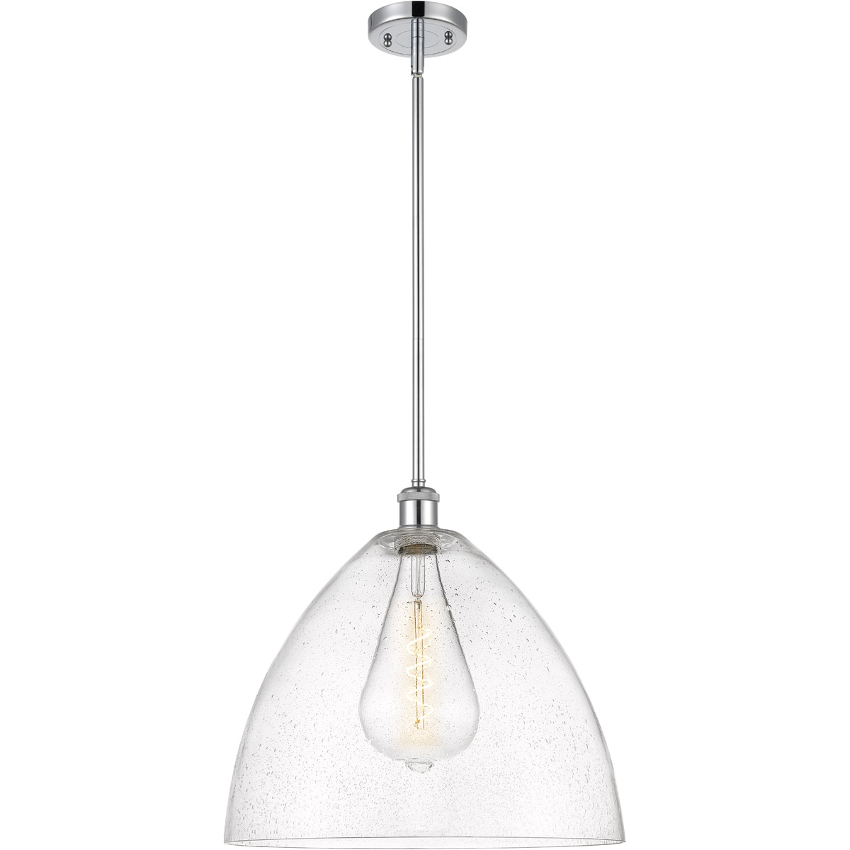 Innovations Lighting 516-1S-PC-GBD-164 Ballston Dome 1 Light 16 inch Polished Chrome Pendant Ceiling Light in Seedy Glass
