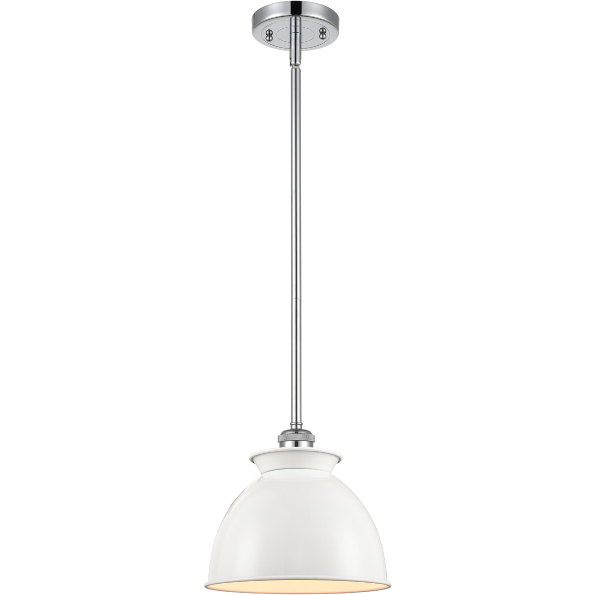 Innovations Lighting 516-1S-PC-M14-W-LED Ballston Adirondack LED 8 inch Polished Chrome Pendant Ceiling Light in Glossy White, Ballston