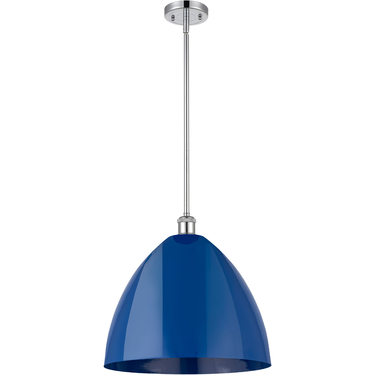 Innovations Lighting 516-1S-PC-MBD-16-BL-LED Ballston Plymouth Dome LED 16 inch Polished Chrome Pendant Ceiling Light in Matte Blue