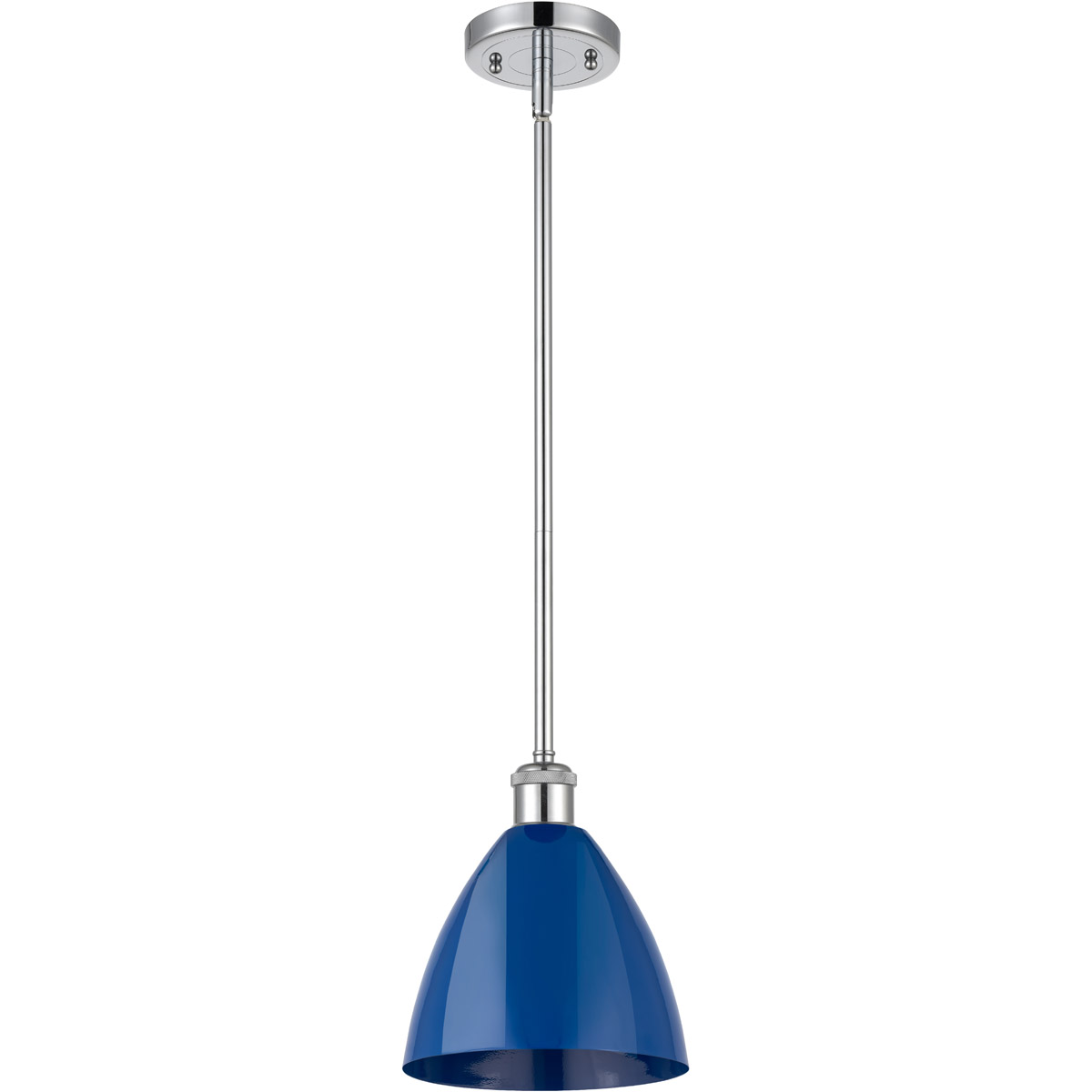 Innovations Lighting 516-1S-PC-MBD-75-BL-LED Ballston Plymouth Dome LED 7.5 inch Polished Chrome Pendant Ceiling Light in Matte Blue
