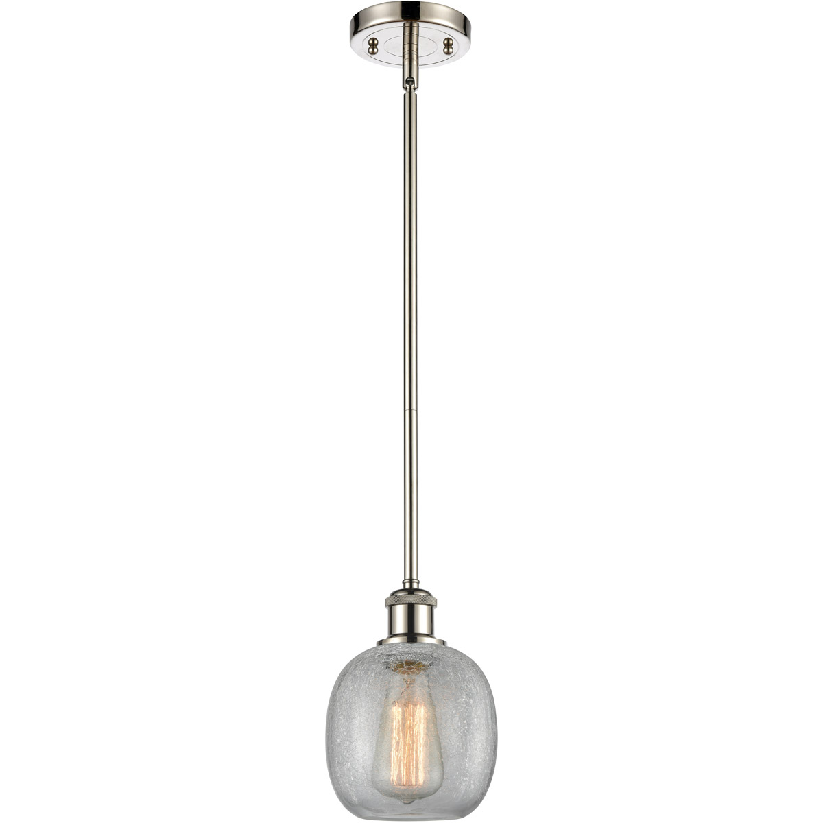 Innovations Lighting 516-1S-PN-G105-LED Ballston Belfast LED 6 inch Polished Nickel Pendant Ceiling Light in Clear Crackle Glass, Ballston