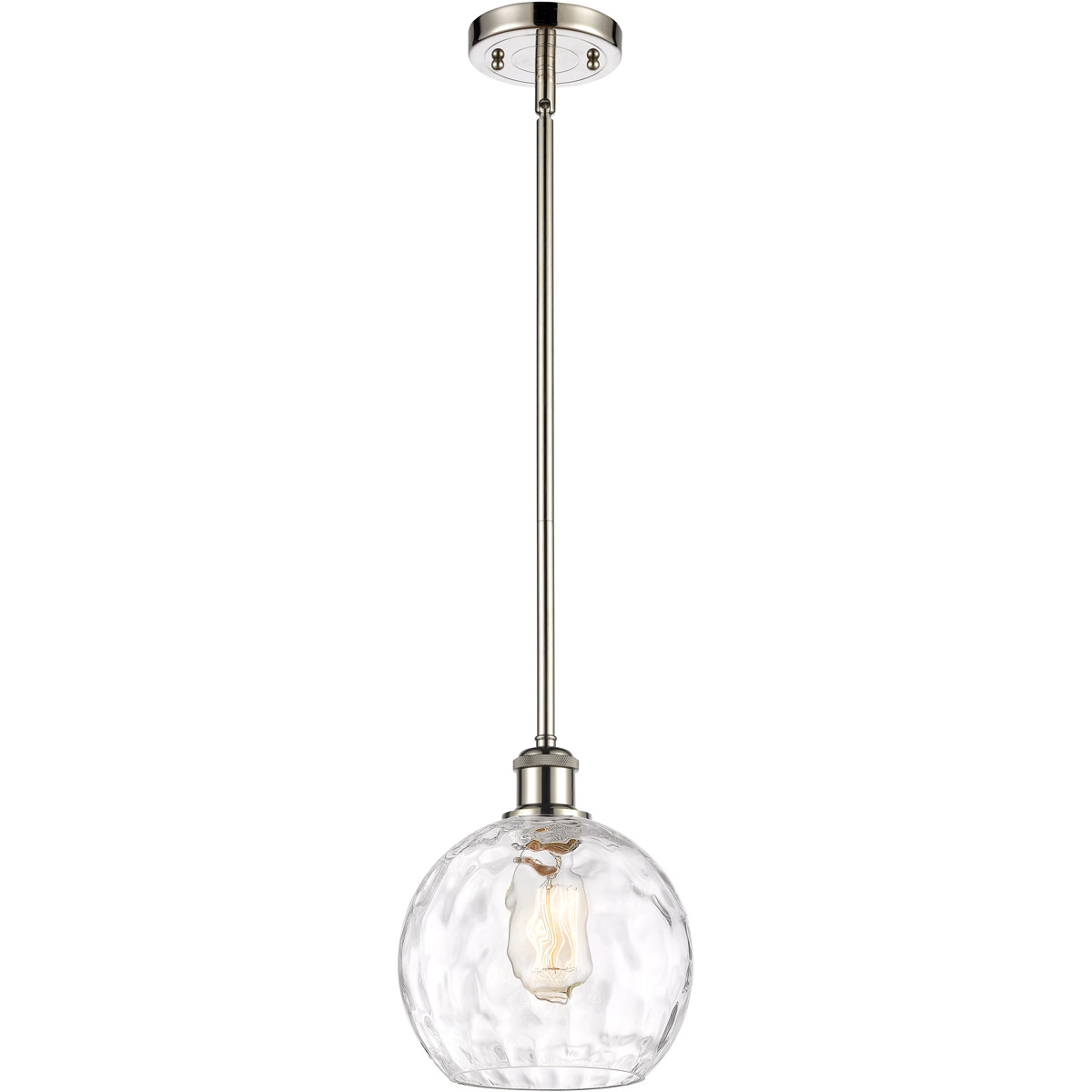 Innovations Lighting 516-1S-PN-G1215-8-LED Ballston Athens Water Glass LED 8 inch Polished Nickel Mini Pendant Ceiling Light