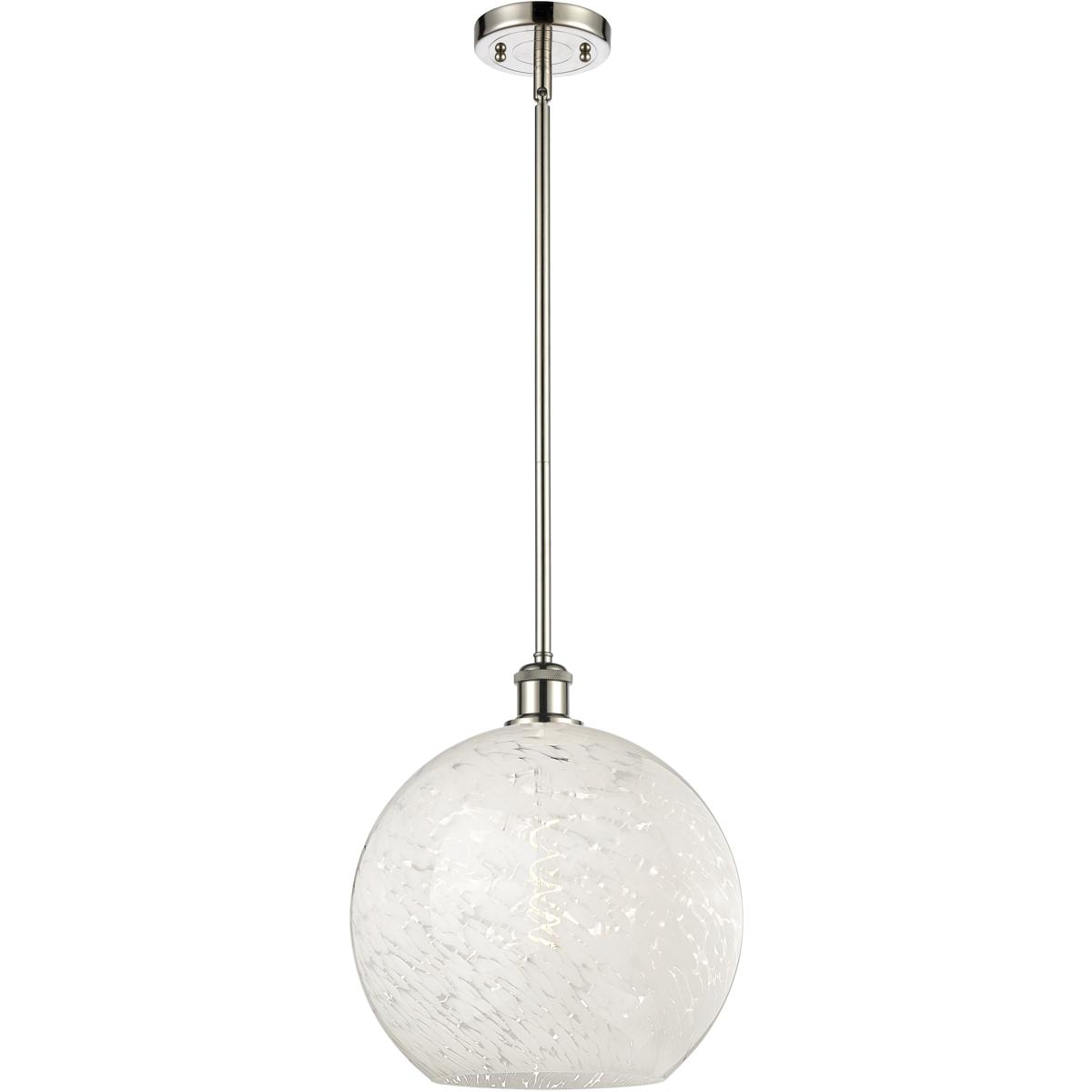 Innovations Lighting 516-1S-PN-G1216-12WM Ballston White Mouchette 1 Light 12 inch Polished Nickel Stem Hung Pendant Ceiling Light