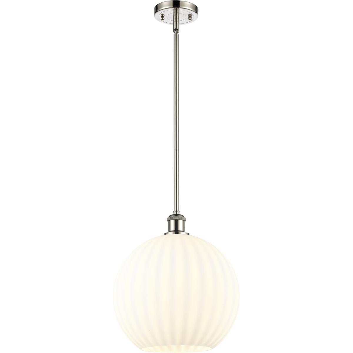 Innovations Lighting 516-1S-PN-G1217-12WV Ballston White Venetian 1 Light 12 inch Polished Nickel Stem Hung Pendant Ceiling Light