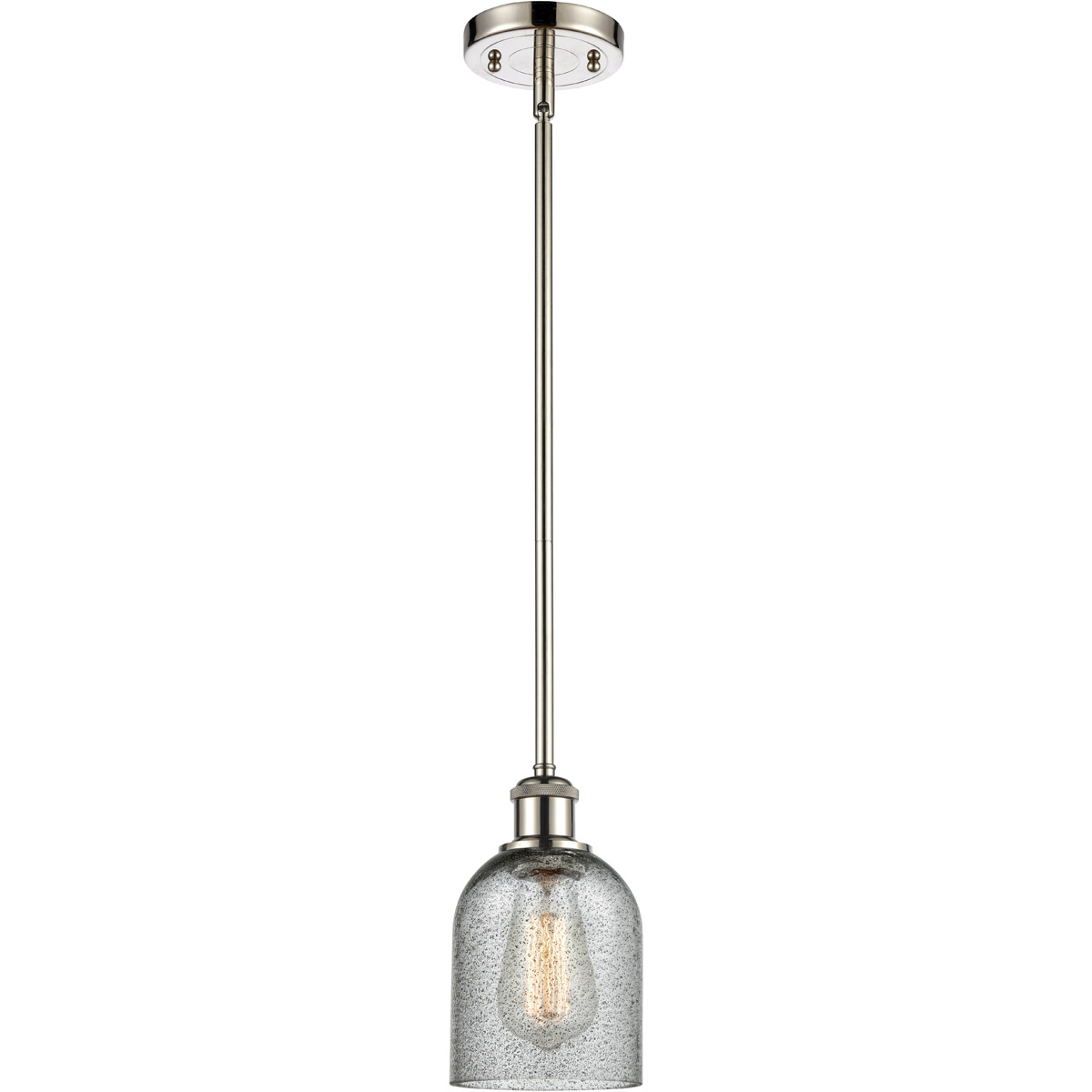 Innovations Lighting 516-1S-PN-G257 Ballston Caledonia 1 Light 5 inch Polished Nickel Pendant Ceiling Light in Charcoal Glass, Ballston