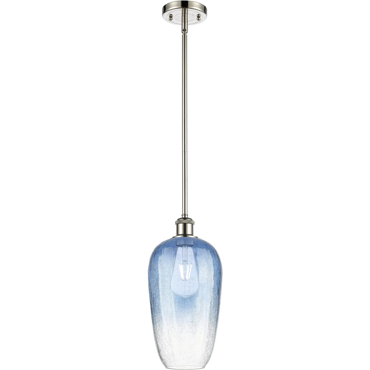Innovations Lighting 516-1S-PN-G484-7SB Ballston Brookhaven Flute 1 Light 7 inch Polished Nickel Mini Pendant Ceiling Light in Sapphire Blue Glass