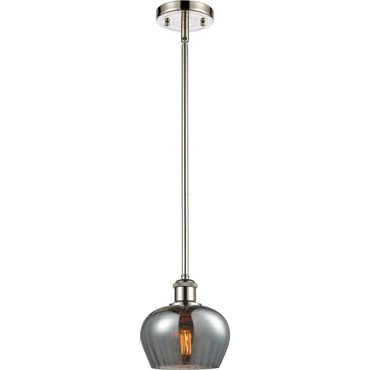 Innovations Lighting 516-1S-PN-G93-LED Ballston Fenton LED 7 inch Polished Nickel Pendant Ceiling Light in Plated Smoke Glass, Ballston