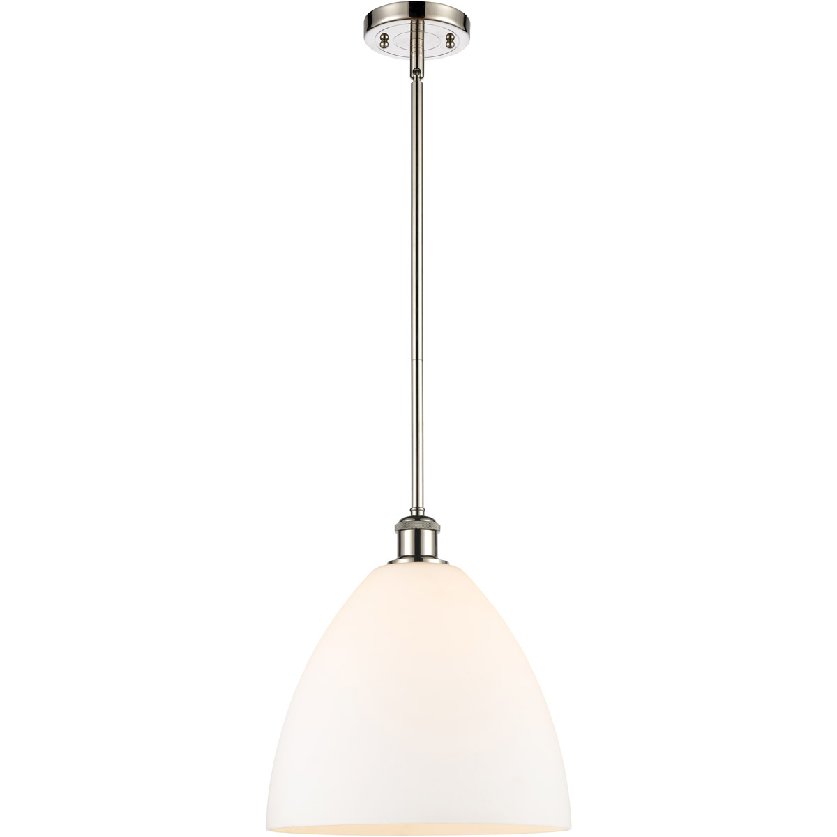 Innovations Lighting 516-1S-PN-GBD-121-LED Ballston Dome LED 12 inch Polished Nickel Mini Pendant Ceiling Light in Matte White Glass