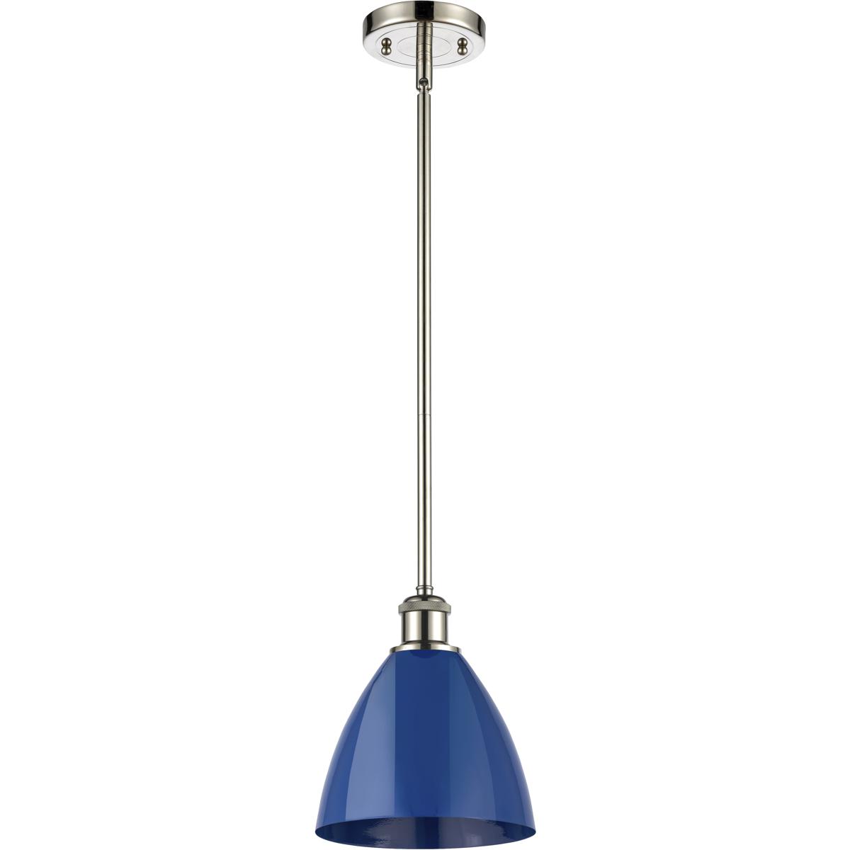 Innovations Lighting 516-1S-PN-MBD-75-BL-LED Ballston Plymouth Dome LED 7.5 inch Polished Nickel Pendant Ceiling Light in Matte Blue