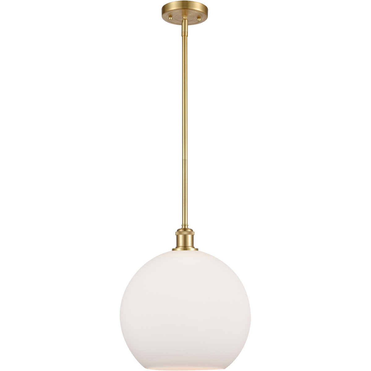 Innovations Lighting 516-1S-SG-G121-12-LED Ballston Athens LED 11.75 inch Satin Gold Mini Pendant Ceiling Light in Matte White Glass