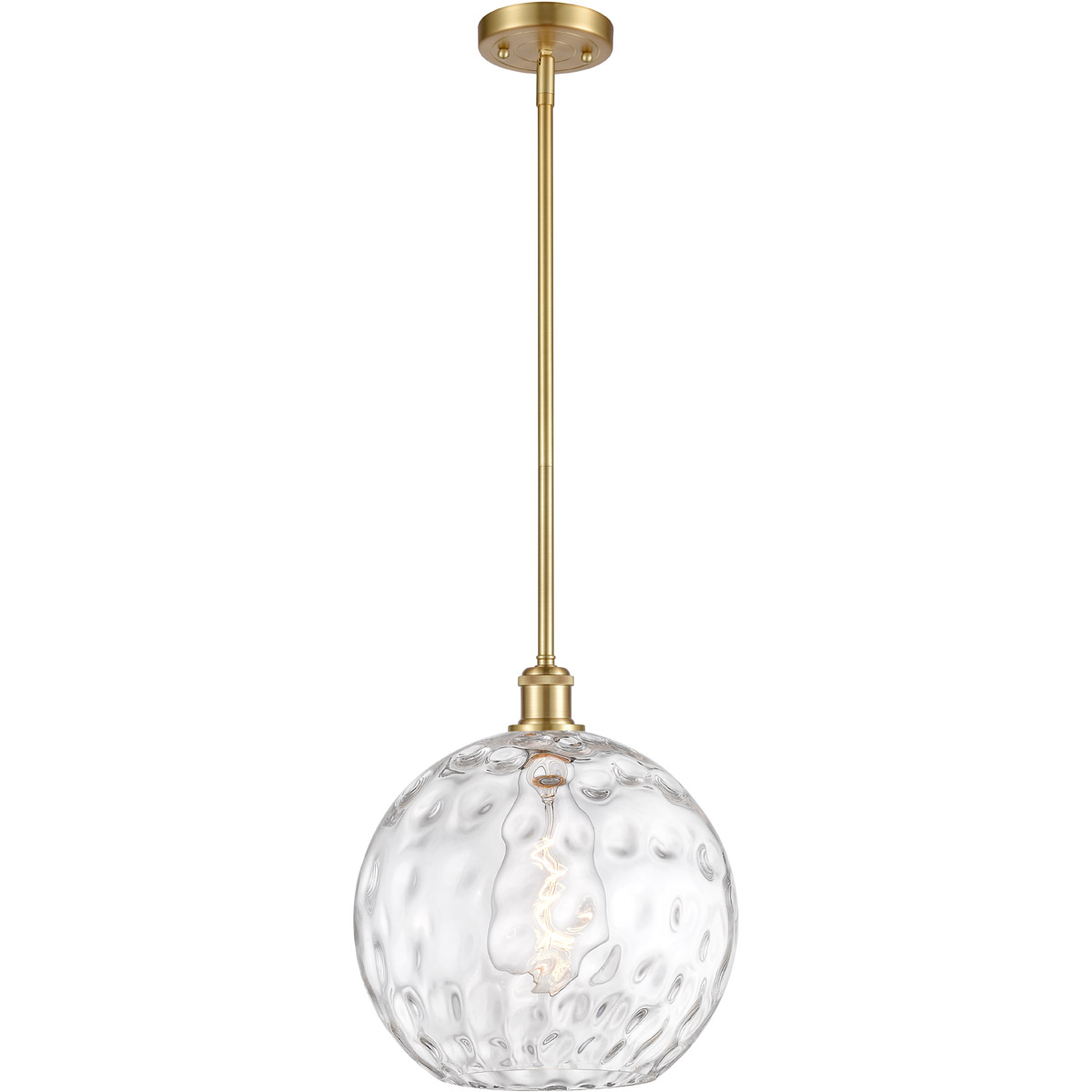 Innovations Lighting 516-1S-SG-G1215-12-LED Ballston Athens Water Glass LED 12 inch Satin Gold Mini Pendant Ceiling Light