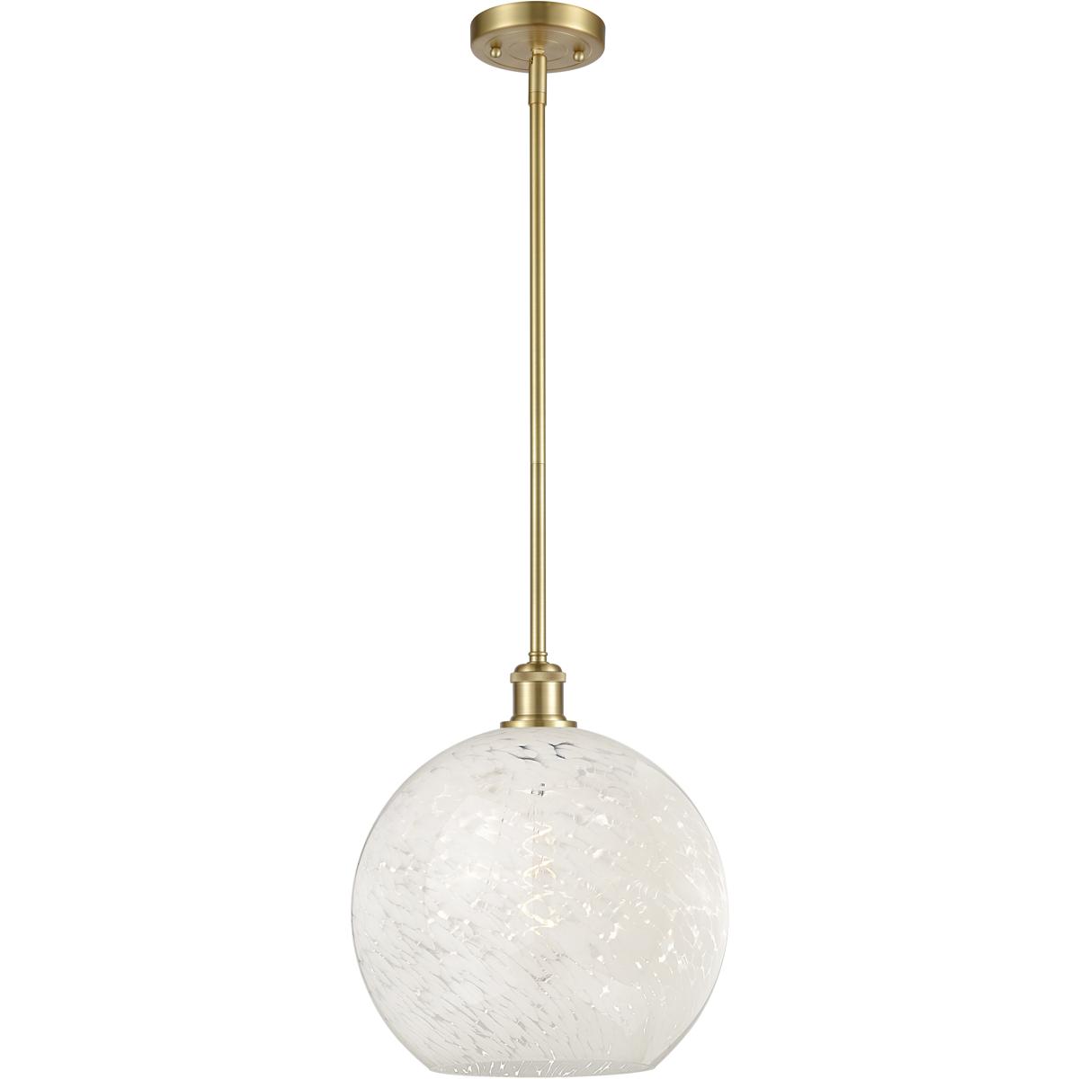 Innovations Lighting 516-1S-SG-G1216-12WM Ballston White Mouchette 1 Light 12 inch Satin Gold Stem Hung Pendant Ceiling Light