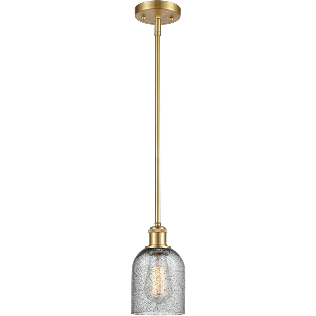 Innovations Lighting 516-1S-SG-G257 Ballston Caledonia 1 Light 5 inch Satin Gold Pendant Ceiling Light in Charcoal Glass, Ballston