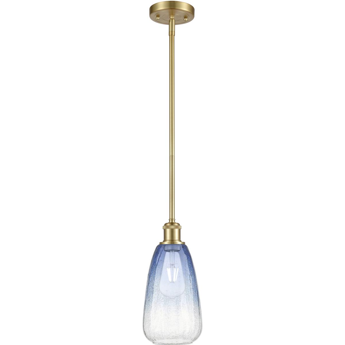 Innovations Lighting 516-1S-SG-G480-6SB Ballston Brookhaven Almond 1 Light 6 inch Satin Gold Mini Pendant Ceiling Light in Sapphire Blue Glass