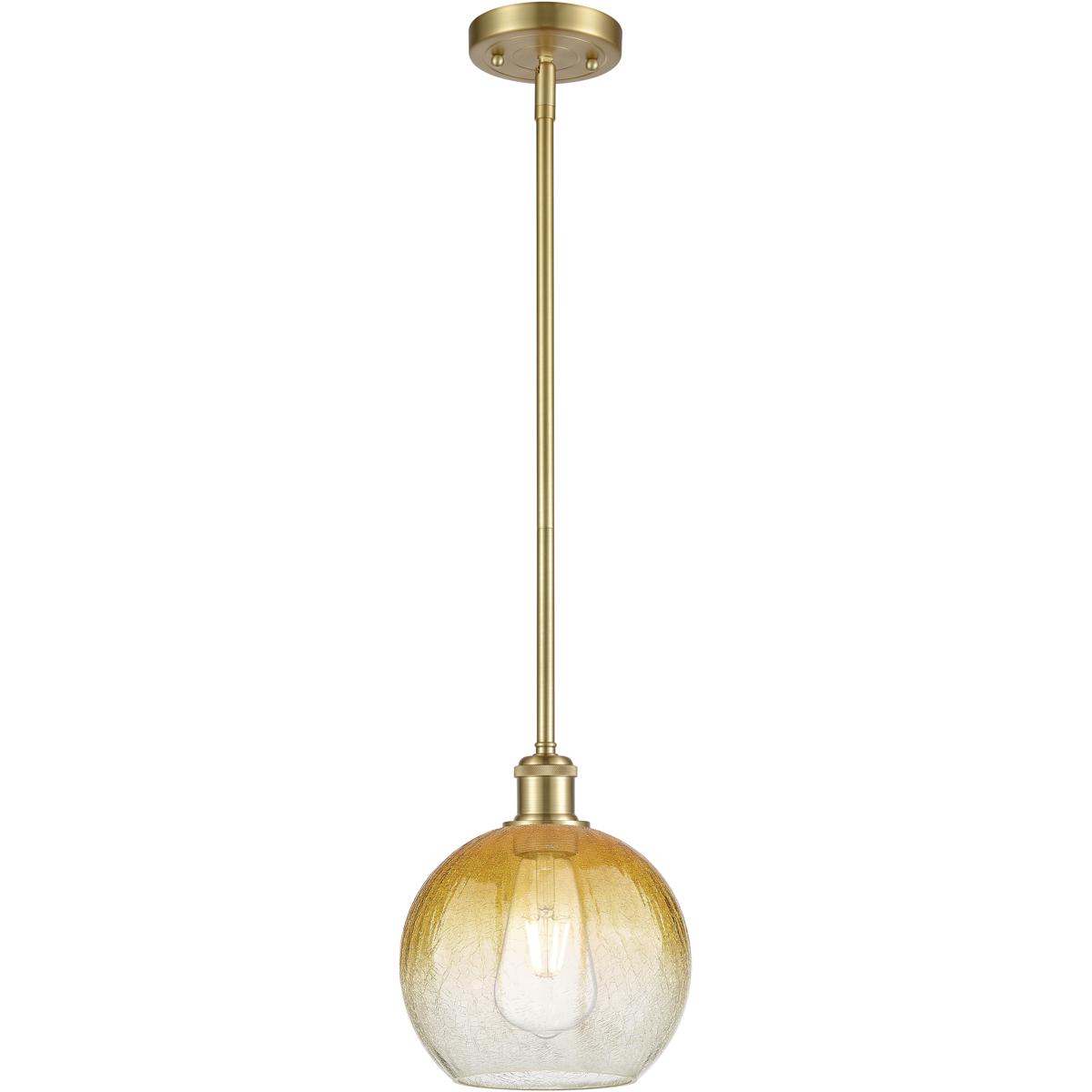 Innovations Lighting 516-1S-SG-G483-8AM Ballston Brookhaven Globe 1 Light 7.88 inch Satin Gold Mini Pendant Ceiling Light in Amber Glass