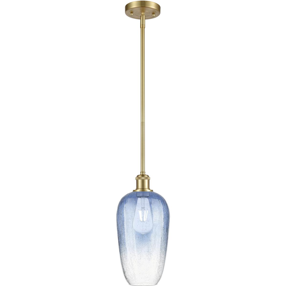 Innovations Lighting 516-1S-SG-G484-7SB Ballston Brookhaven Flute 1 Light 7 inch Satin Gold Mini Pendant Ceiling Light in Sapphire Blue Glass