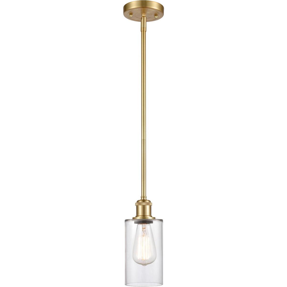 Innovations Lighting 516-1S-SG-G802 Ballston Clymer 1 Light 4 inch Satin Gold Pendant Ceiling Light in Clear Glass, Ballston