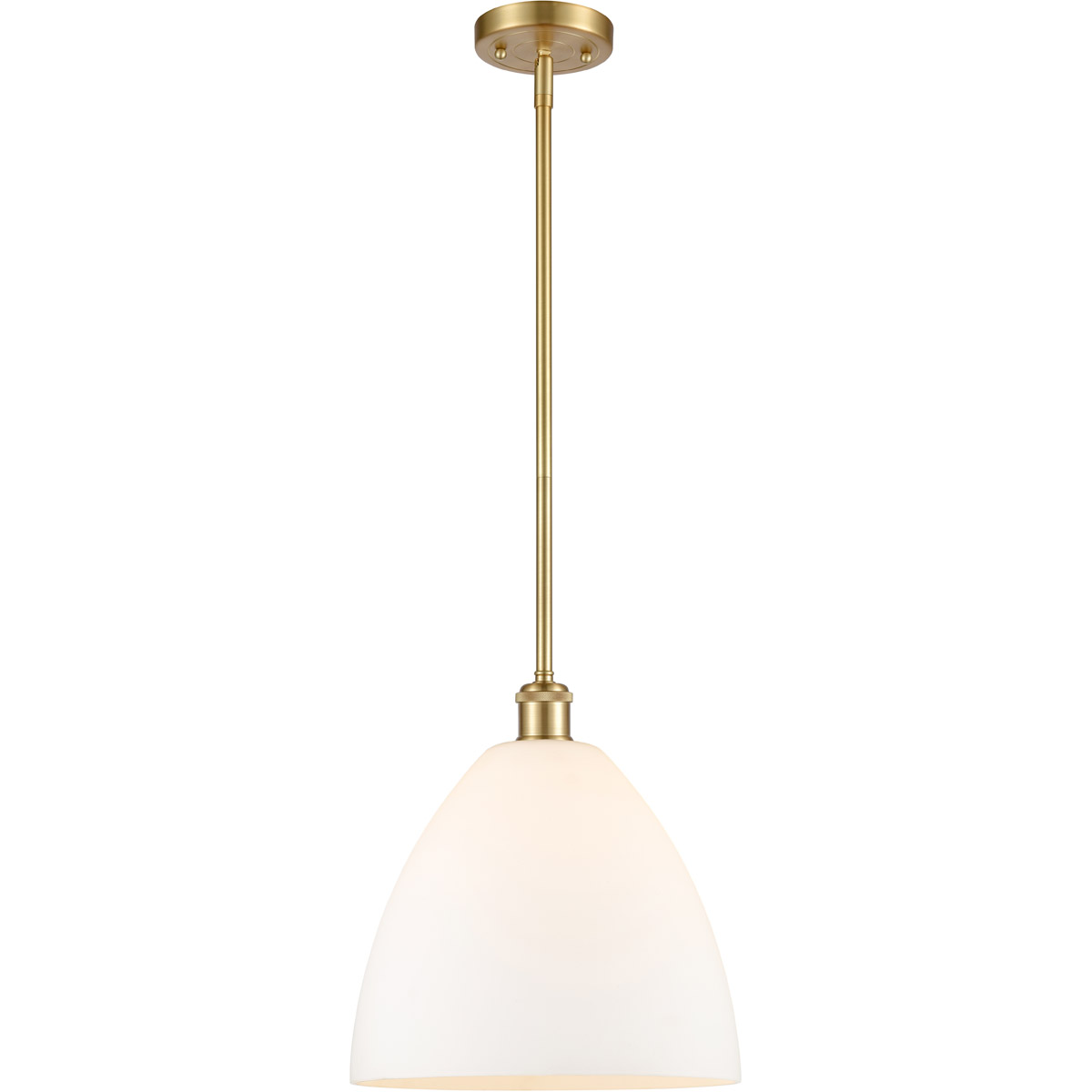 Innovations Lighting 516-1S-SG-GBD-121-LED Ballston Dome LED 12 inch Satin Gold Mini Pendant Ceiling Light in Matte White Glass