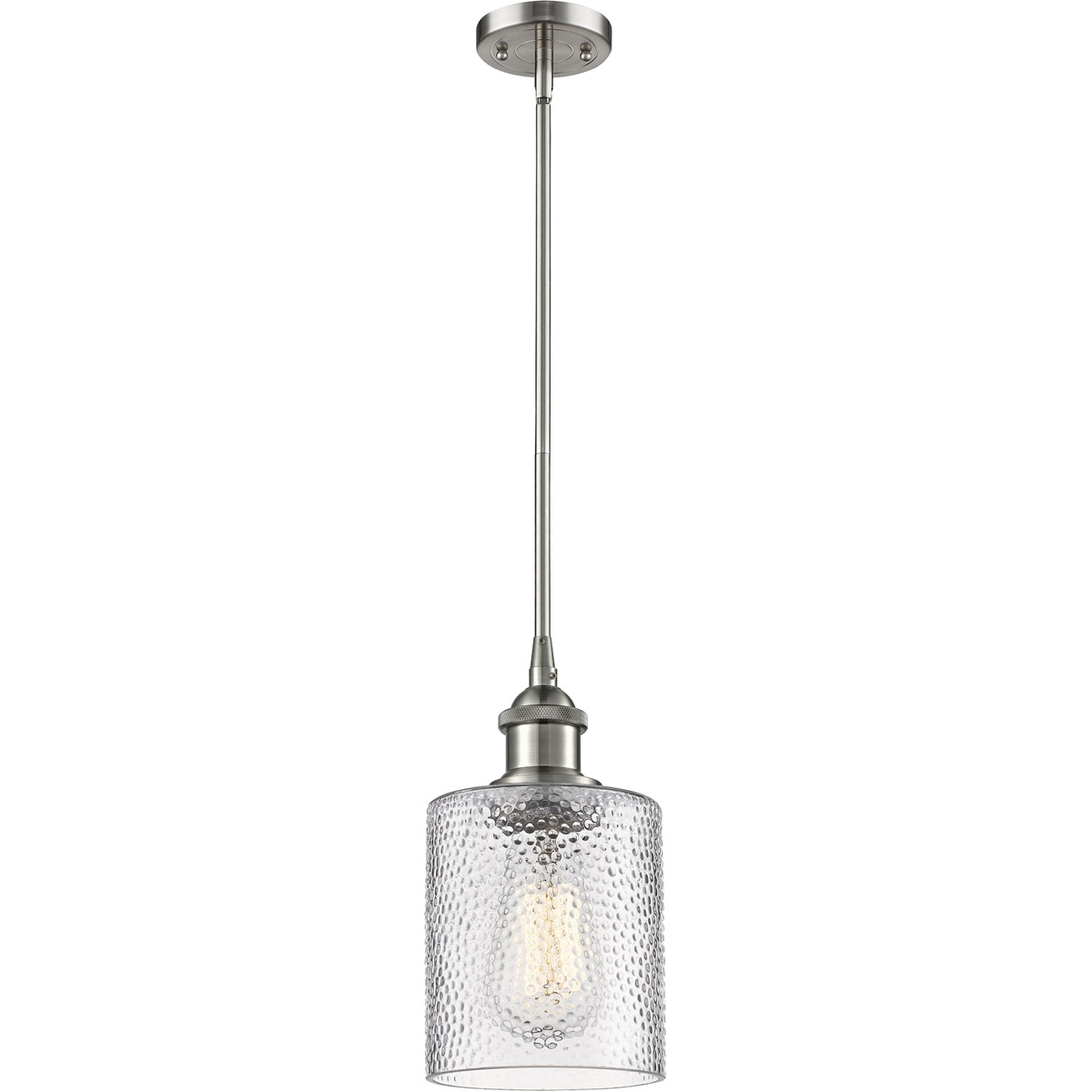 Innovations Lighting 516-1S-SN-G112-LED Ballston Cobbleskill LED 5 inch Brushed Satin Nickel Pendant Ceiling Light in Clear Glass, Ballston