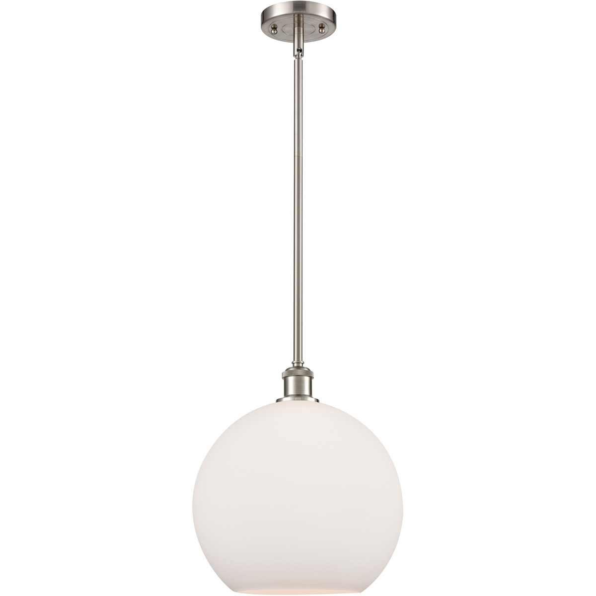 Innovations Lighting 516-1S-SN-G121-12-LED Ballston Athens LED 11.75 inch Brushed Satin Nickel Mini Pendant Ceiling Light in Matte White Glass