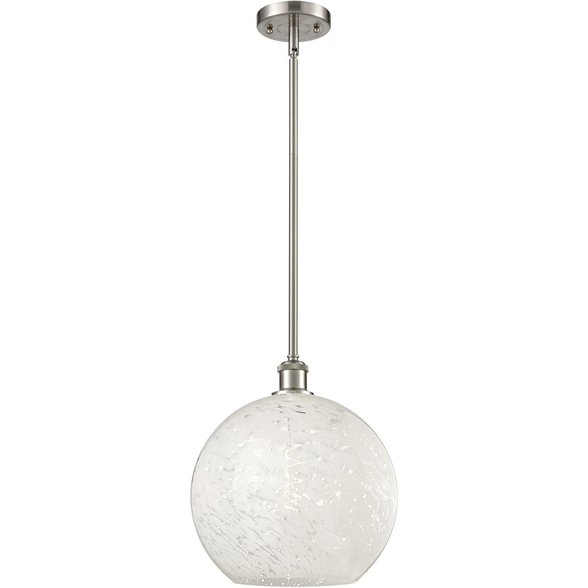 Innovations Lighting 516-1S-SN-G1216-12WM Ballston White Mouchette 1 Light 12 inch Brushed Satin Nickel Stem Hung Pendant Ceiling Light