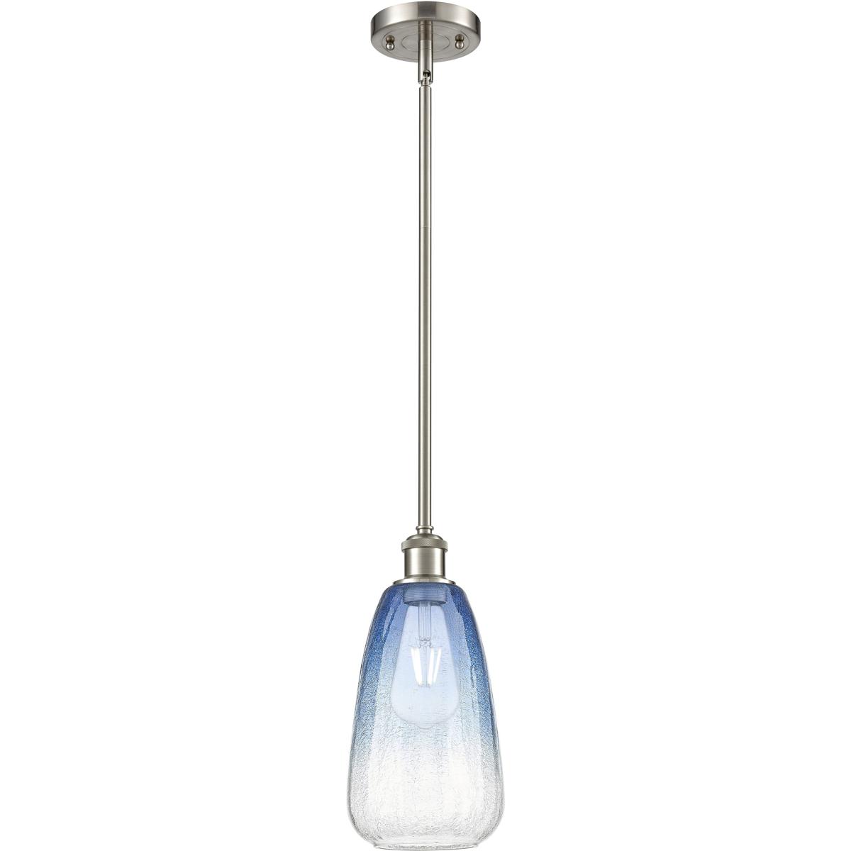 Innovations Lighting 516-1S-SN-G480-6SB Ballston Brookhaven Almond 1 Light 6 inch Brushed Satin Nickel Mini Pendant Ceiling Light in Sapphire Blue Gla