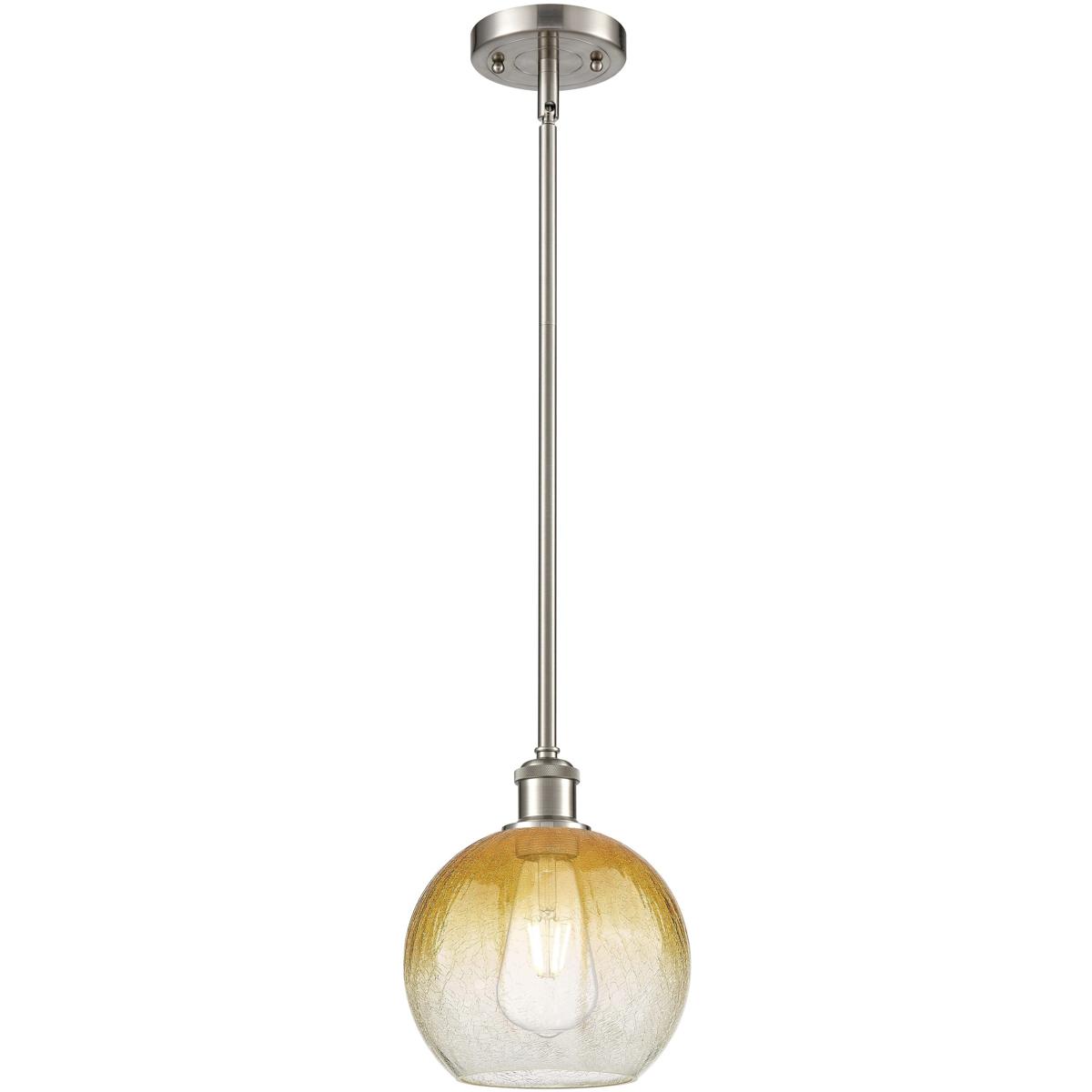 Innovations Lighting 516-1S-SN-G483-8AM Ballston Brookhaven Globe 1 Light 7.88 inch Brushed Satin Nickel Mini Pendant Ceiling Light in Amber Glass