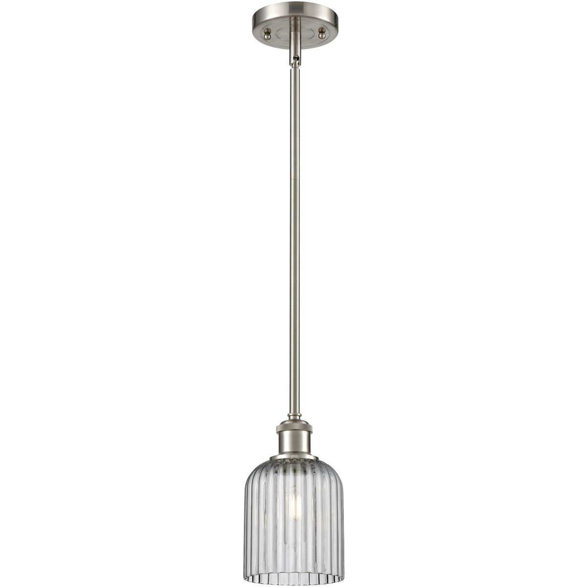 Innovations Lighting 516-1S-SN-G559-5SM Bridal Veil 1 Light 5 inch Satin Nickel Mini Pendant Ceiling Light in Light Smoke Glass