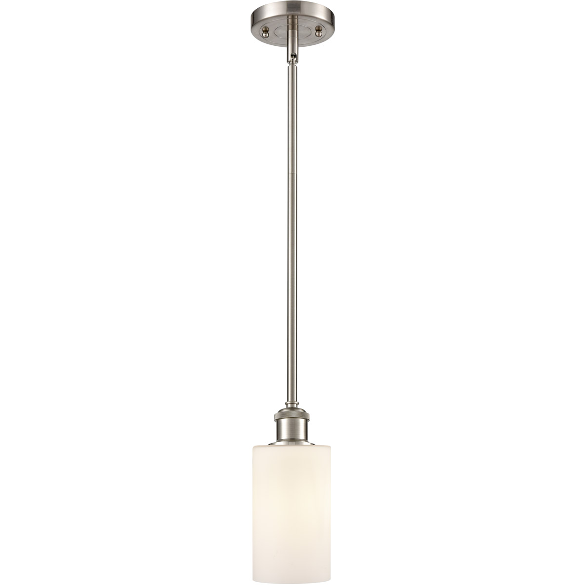 Innovations Lighting 516-1S-SN-G801 Ballston Clymer 1 Light 4 inch Brushed Satin Nickel Pendant Ceiling Light in Matte White Glass, Ballston
