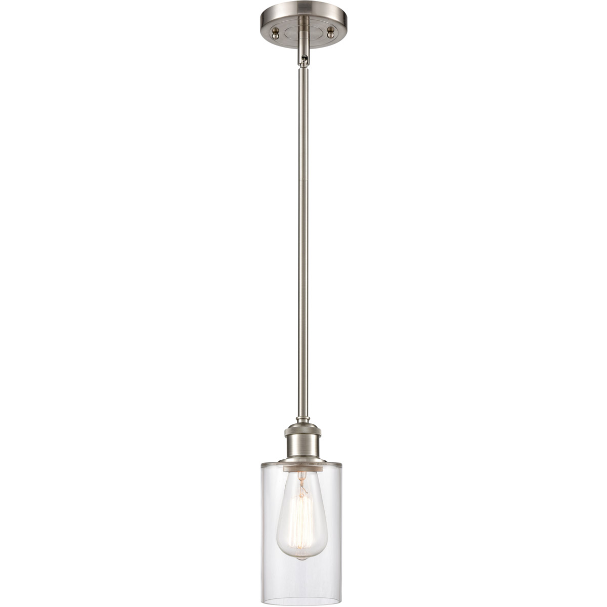 Innovations Lighting 516-1S-SN-G802 Ballston Clymer 1 Light 4 inch Brushed Satin Nickel Pendant Ceiling Light in Clear Glass, Ballston