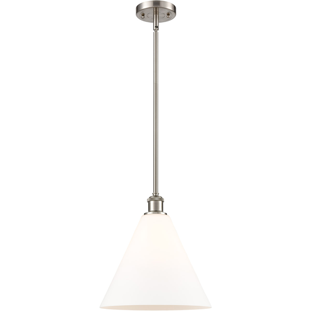 Innovations Lighting 516-1S-SN-GBC-121 Ballston Cone 1 Light 12 inch Brushed Satin Nickel Mini Pendant Ceiling Light in Matte White Glass
