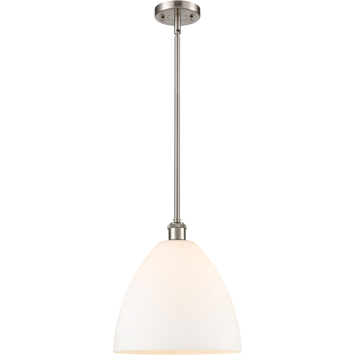 Innovations Lighting 516-1S-SN-GBD-121-LED Ballston Dome LED 12 inch Brushed Satin Nickel Mini Pendant Ceiling Light in Matte White Glass