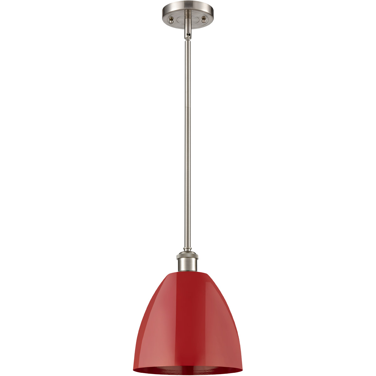Innovations Lighting 516-1S-SN-MBD-9-RD Ballston Plymouth Dome 1 Light 9 inch Brushed Satin Nickel Pendant Ceiling Light in Matte Red